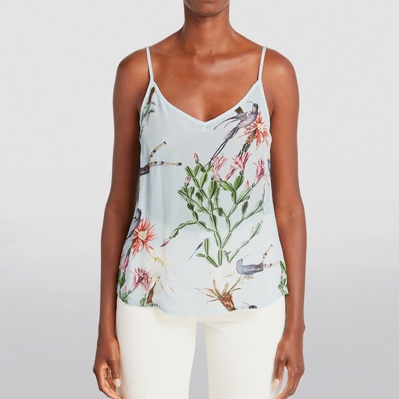 NWT AllSaints Tammy Senja Blue Floral Tropical Lightweight Tank Cami Top Sz 0 - Picture 5 of 12